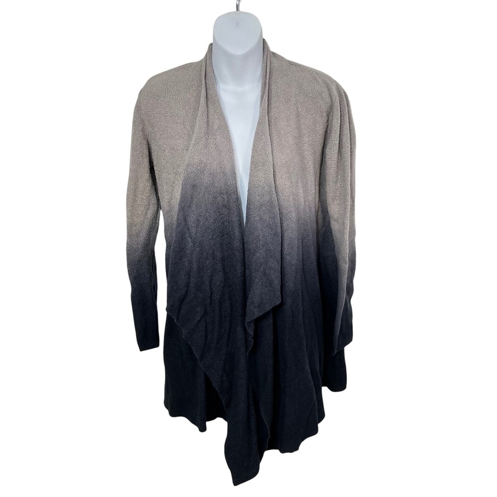Barefoot Dreams Gray Black Ombre‎ Waterfall cardigan Size Medium